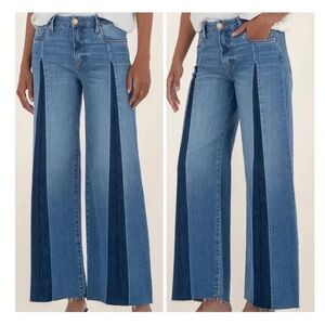 Kut from the Kloth Blue Two-Tone Wide Leg Jeans